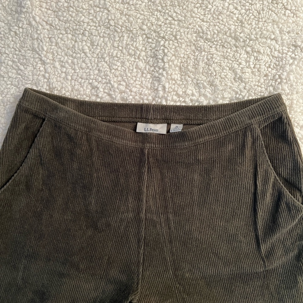 L.L. Bean Women's Dark Green Straight Leg Corduroy Pants Size: Petite Medium - Picture 8 of 9